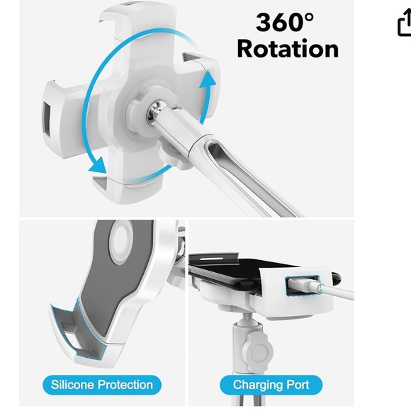 AboveTEK iPad Stand Holder, Multi-Angle Adjustable Tablet Stand, 360° Swivel - Picture 6 of 11
